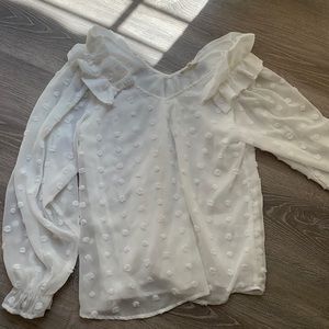 Flowy White Top with ruffle sleeve